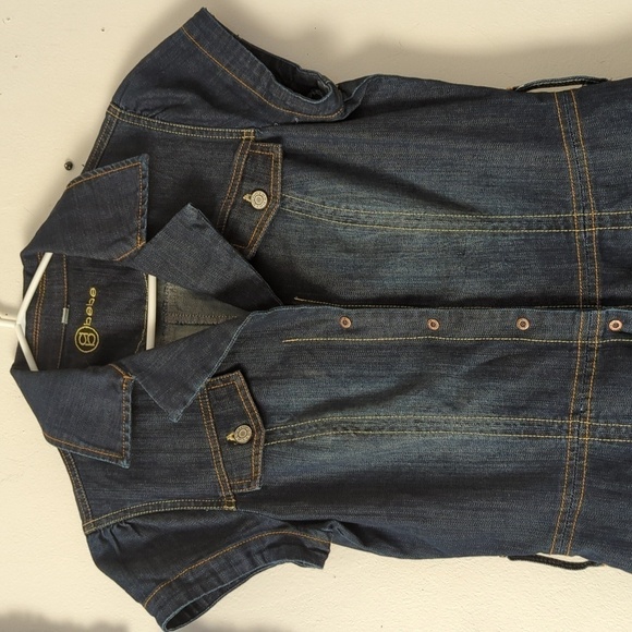 BEBE BUTTON FRONT SHORT SLEEVE DENIM ROMPER - Picture 4 of 12